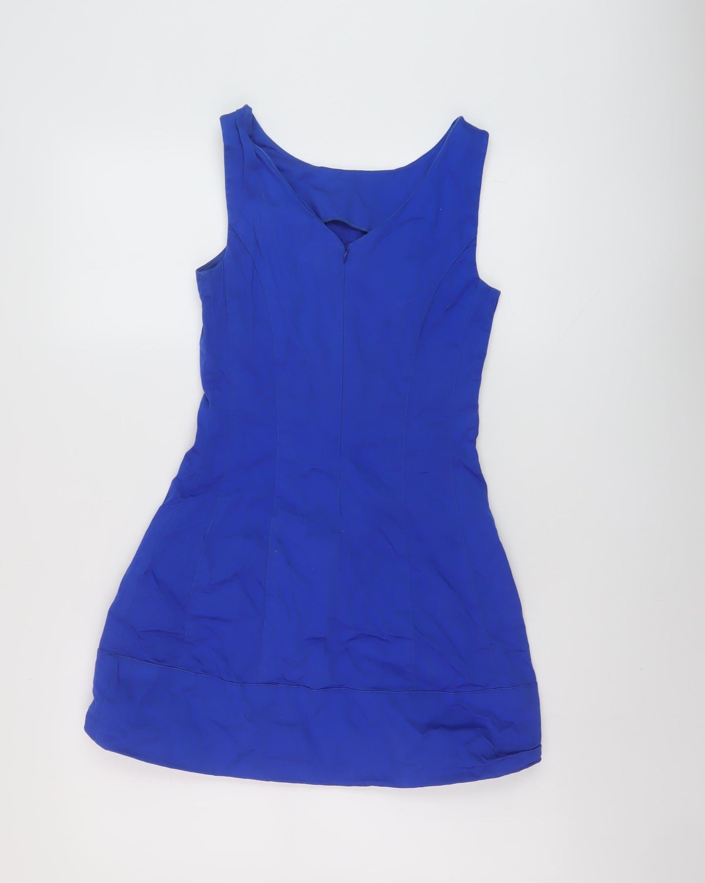 Blanco Womens Blue Polyester Mini Size S Round Neck Zip