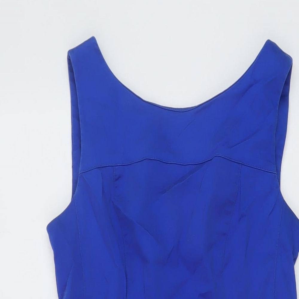 Blanco Womens Blue Polyester Mini Size S Round Neck Zip