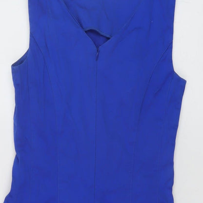 Blanco Womens Blue Polyester Mini Size S Round Neck Zip