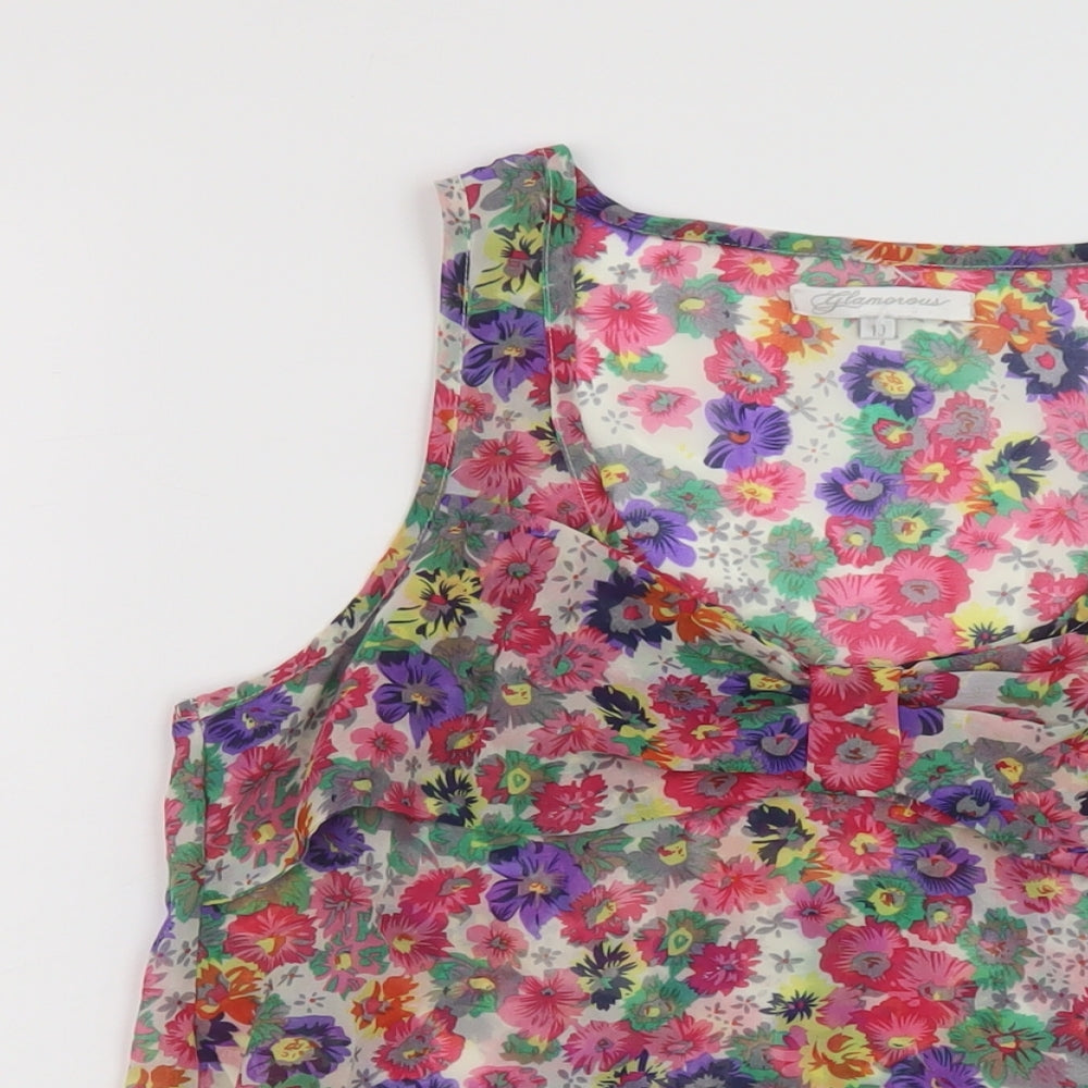 Glamorous Womens Multicoloured Fair Isle Polyester Basic Tank Size 10 Round Neck