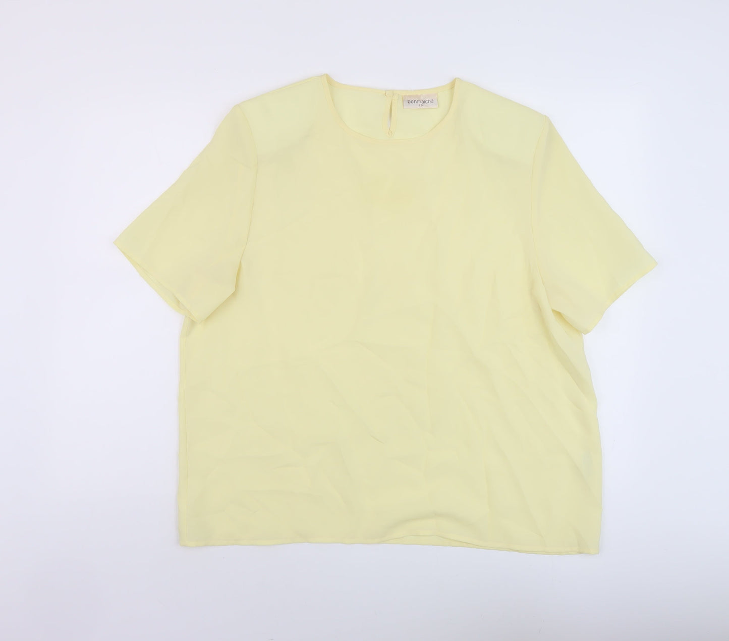Bonmarché Womens Yellow Polyester Basic T-Shirt Size 20 Round Neck