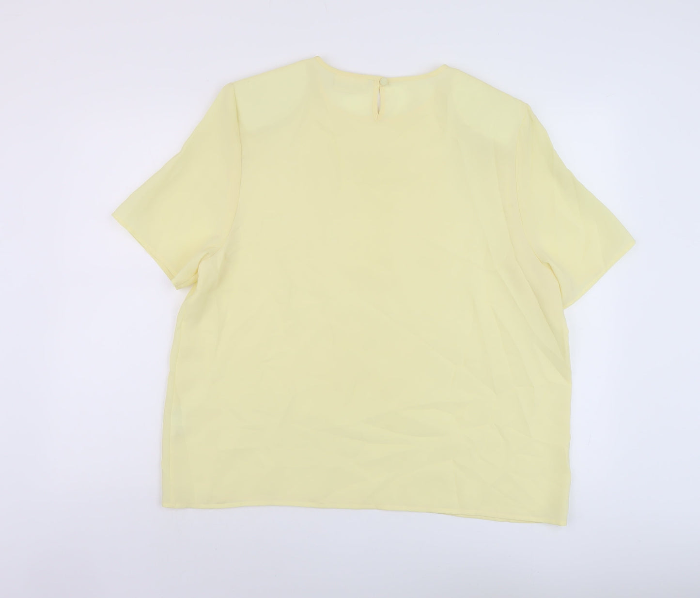 Bonmarché Womens Yellow Polyester Basic T-Shirt Size 20 Round Neck