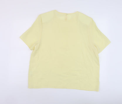 Bonmarché Womens Yellow Polyester Basic T-Shirt Size 20 Round Neck