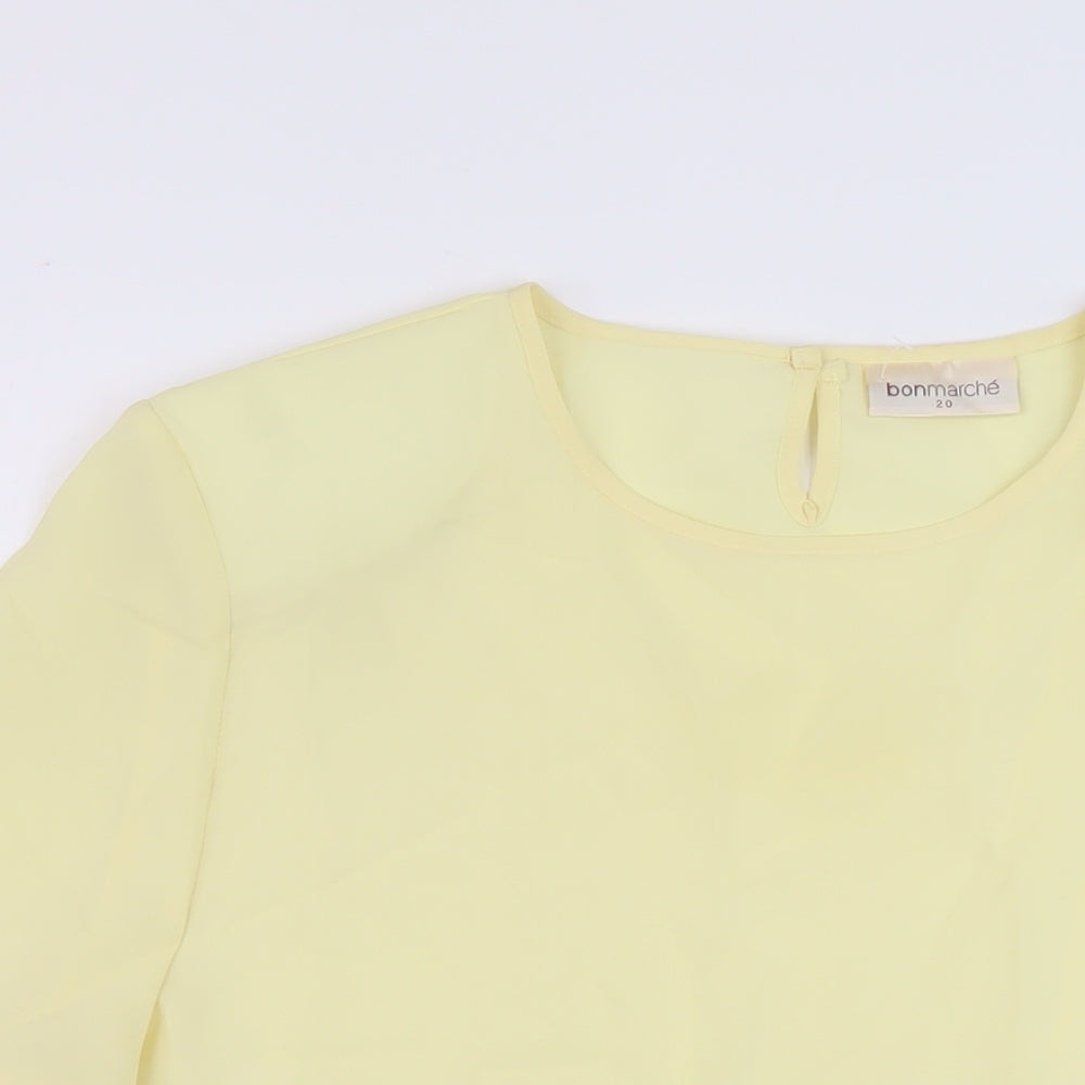 Bonmarché Womens Yellow Polyester Basic T-Shirt Size 20 Round Neck
