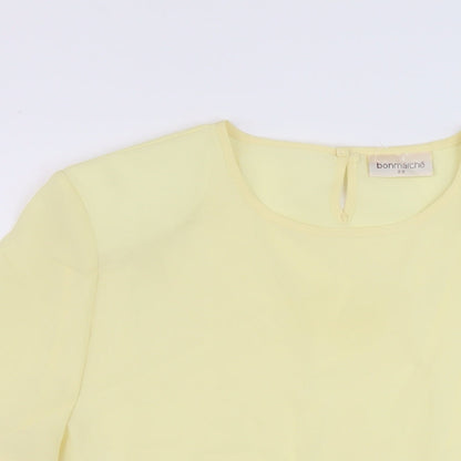 Bonmarché Womens Yellow Polyester Basic T-Shirt Size 20 Round Neck