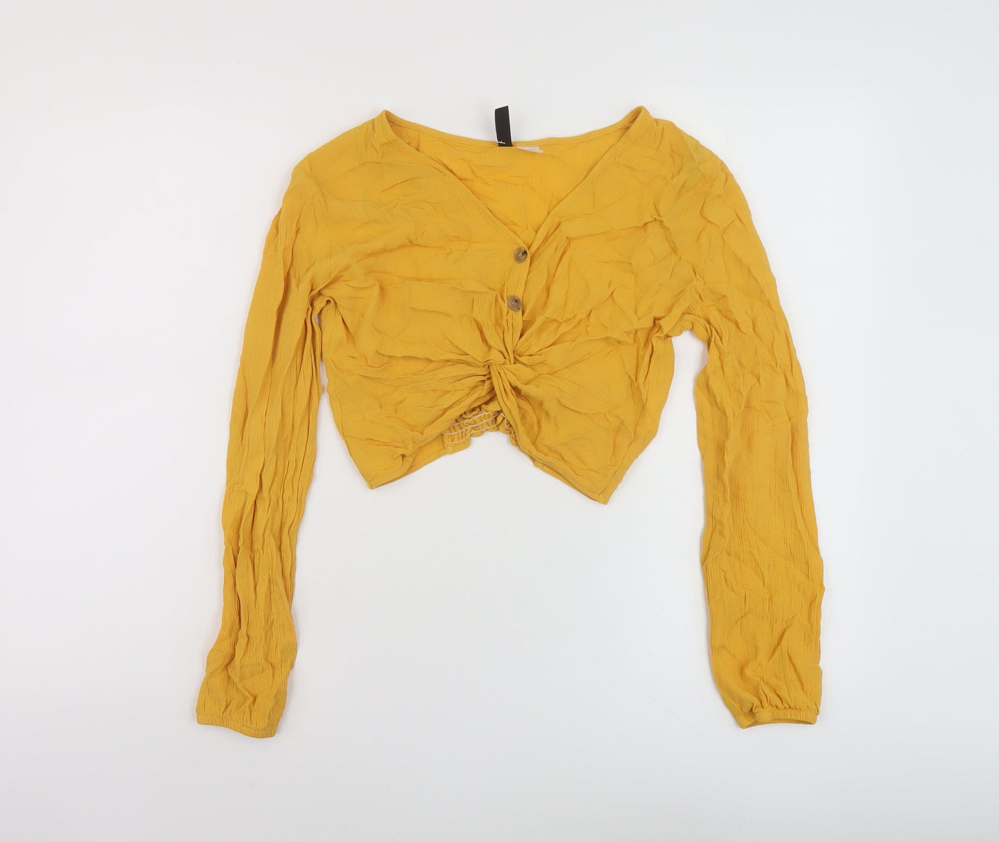 Womens UK Size 8 H&M Yellow Cropped Blouse