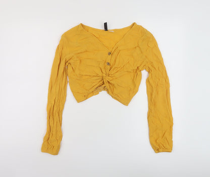 Womens UK Size 8 H&M Yellow Cropped Blouse