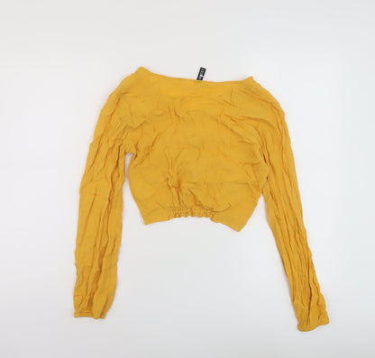 Womens UK Size 8 H&M Yellow Cropped Blouse