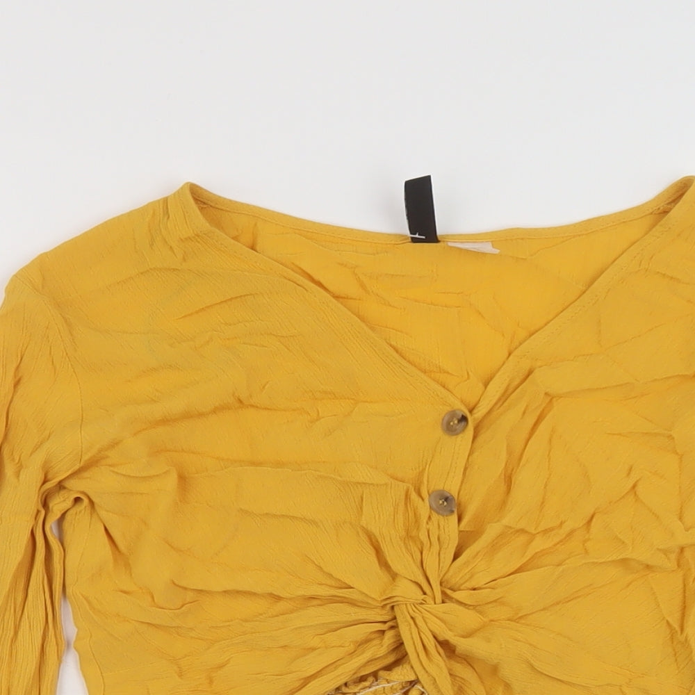 Womens UK Size 8 H&M Yellow Cropped Blouse