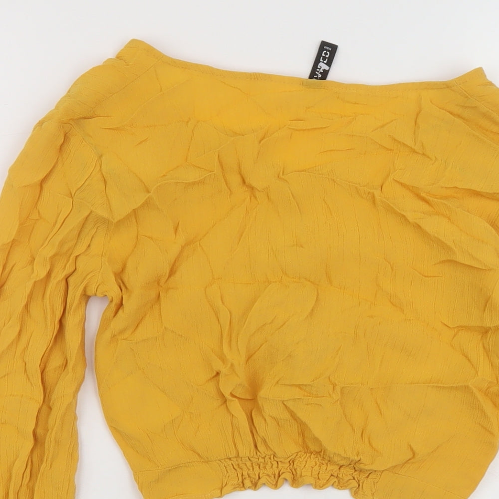 Womens UK Size 8 H&M Yellow Cropped Blouse