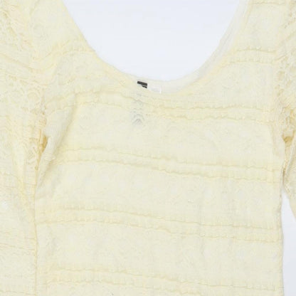 H&M Womens Ivory Polyester Bodycon Size M Round Neck Pullover