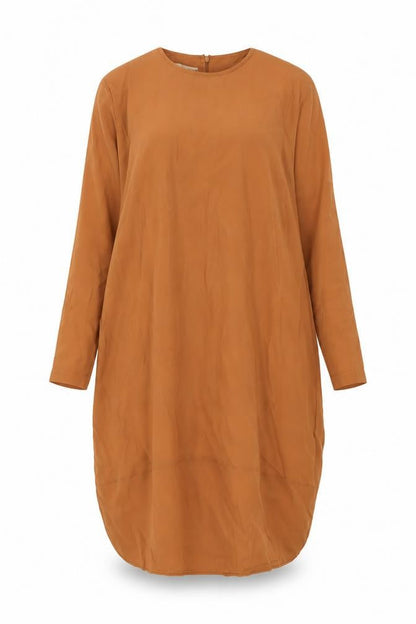 Allday Womens Brown Polyester A-Line Size 12 Round Neck Zip