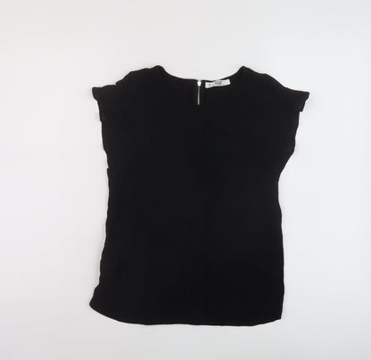Womens UK Size XS Mango Black Basic T-Shirt
