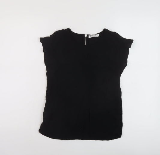 Womens UK Size XS Mango Black Basic T-Shirt