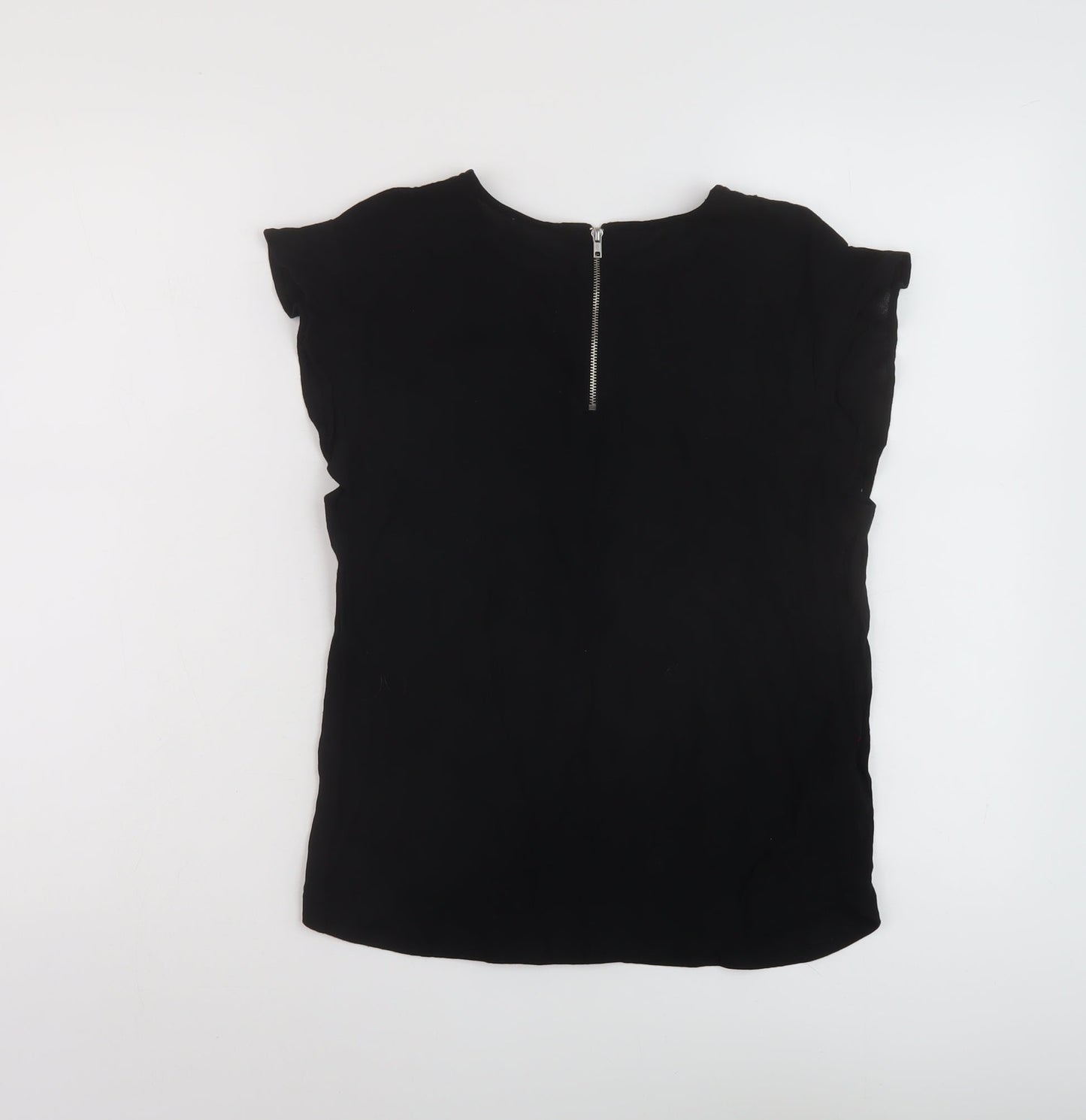 Womens UK Size XS Mango Black Basic T-Shirt