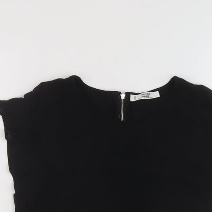 Womens UK Size XS Mango Black Basic T-Shirt