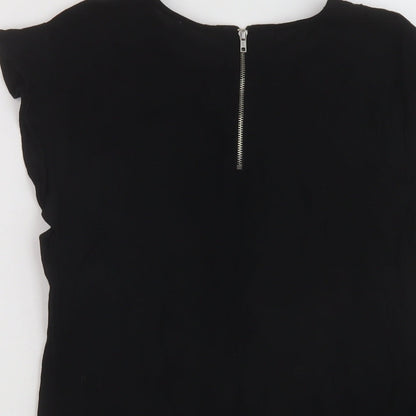 Womens UK Size XS Mango Black Basic T-Shirt