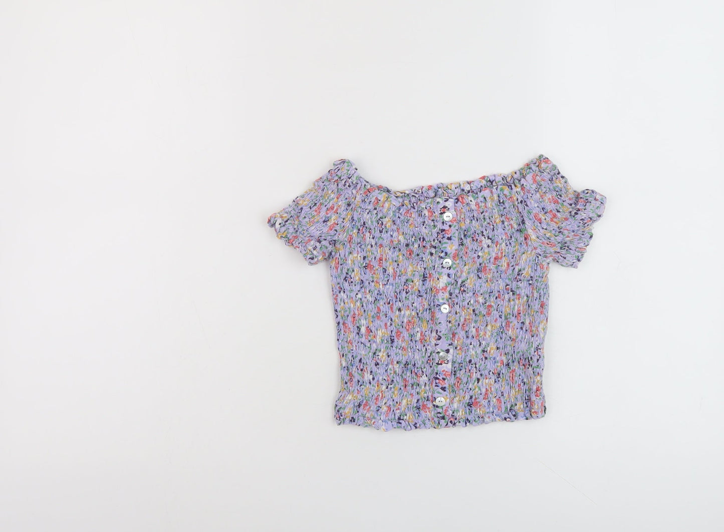 Womens UK Size 6 New Look Purple Cropped T-Shirt