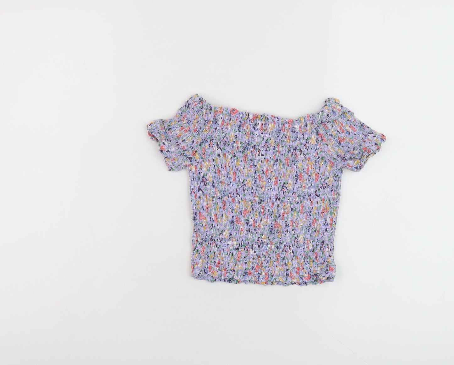 Womens UK Size 6 New Look Purple Cropped T-Shirt