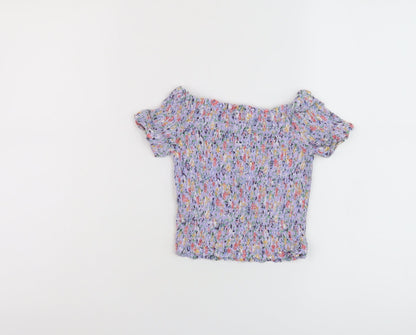 Womens UK Size 6 New Look Purple Cropped T-Shirt