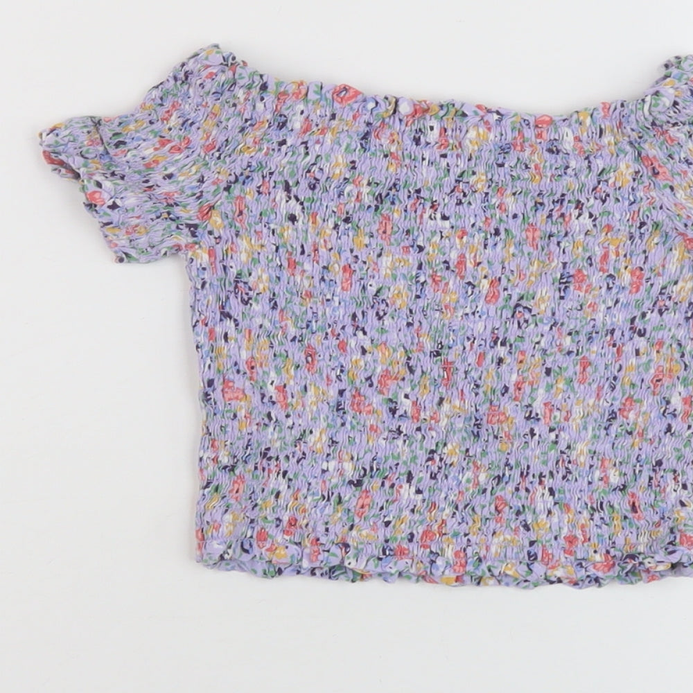 Womens UK Size 6 New Look Purple Cropped T-Shirt