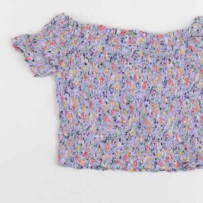 Womens UK Size 6 New Look Purple Cropped T-Shirt
