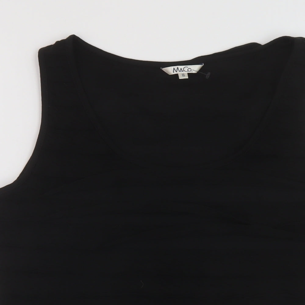 Womens UK Size 16 M&Co Black Basic Tank
