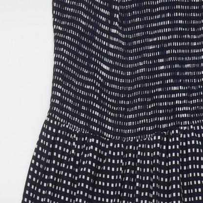 Very Womens Blue Geometric Polyester A-Line Size 10 Square Neck Pullover