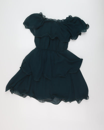 PRETTYLITTLETHING Womens Green Polyester A-Line Size 8 Square Neck Pullover