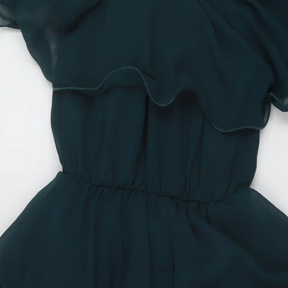 PRETTYLITTLETHING Womens Green Polyester A-Line Size 8 Square Neck Pullover