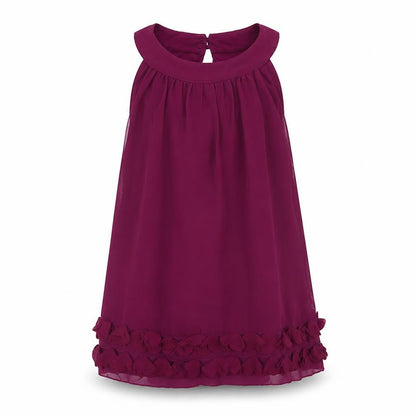 Star Girls Purple Polyester A-Line Size 8 Years Round Neck Button