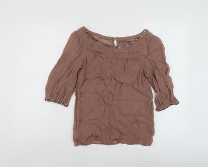 Womens UK Size 10 NEXT Brown Basic Blouse