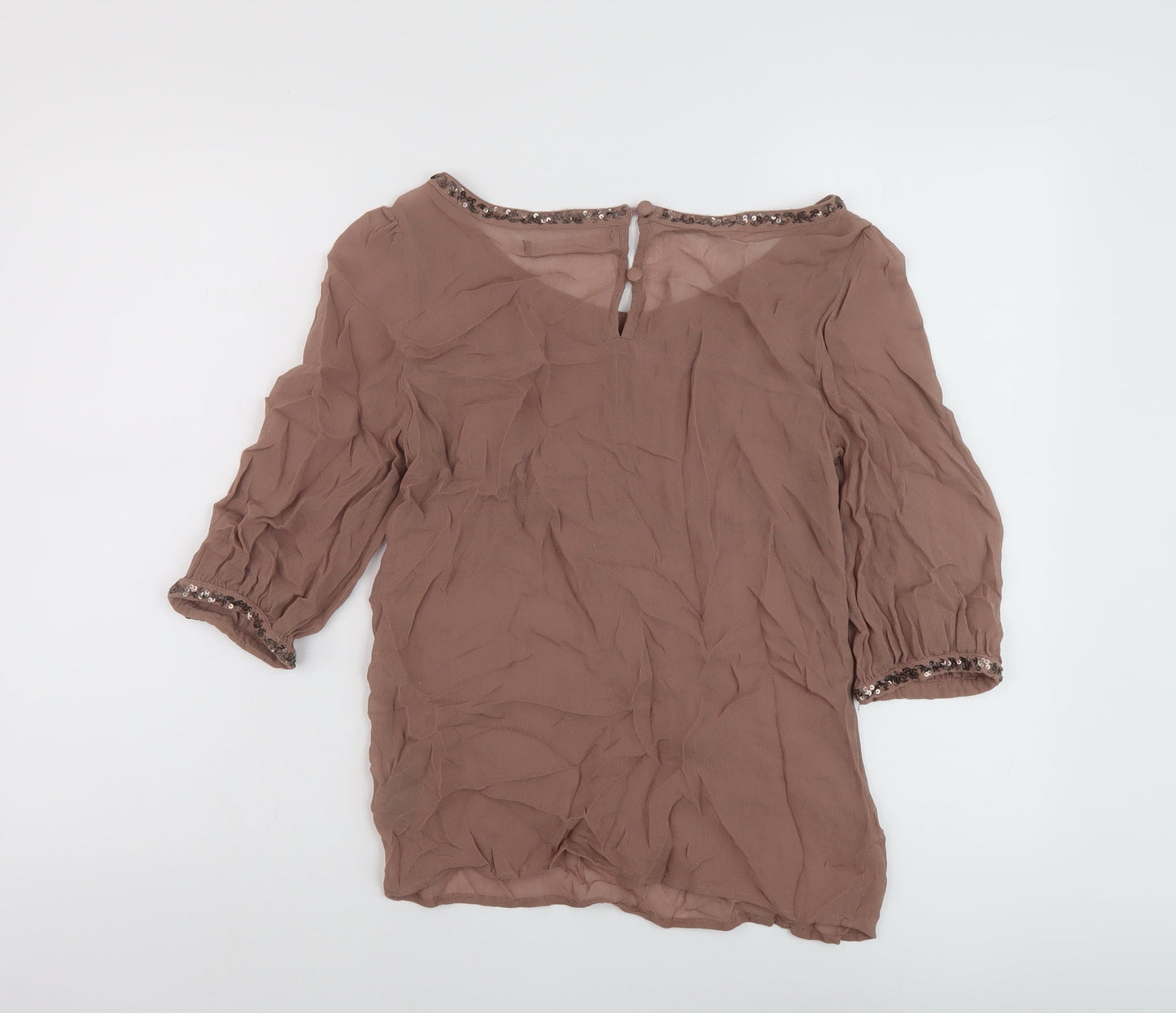 Womens UK Size 10 NEXT Brown Basic Blouse