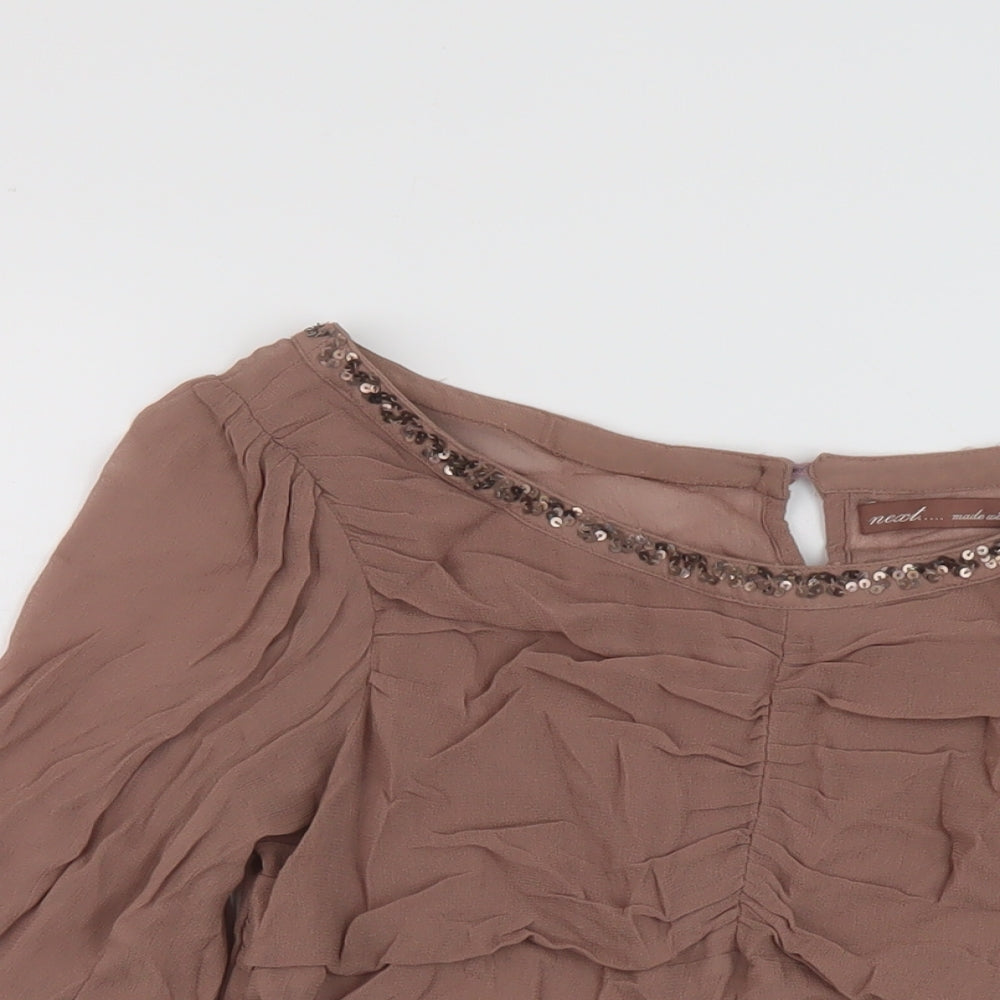 Womens UK Size 10 NEXT Brown Basic Blouse