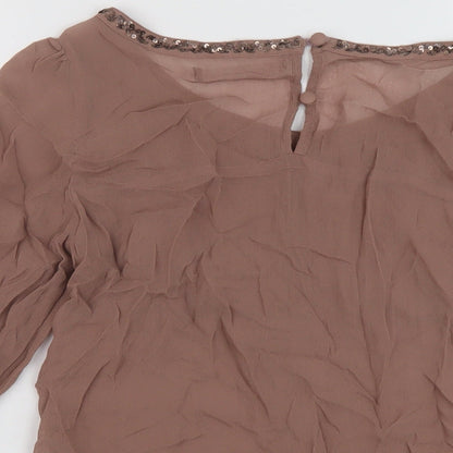 Womens UK Size 10 NEXT Brown Basic Blouse