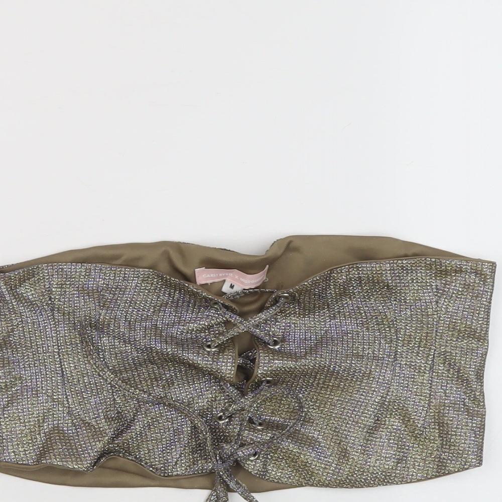 Womens UK Size M Missguided Gold Cropped Tank