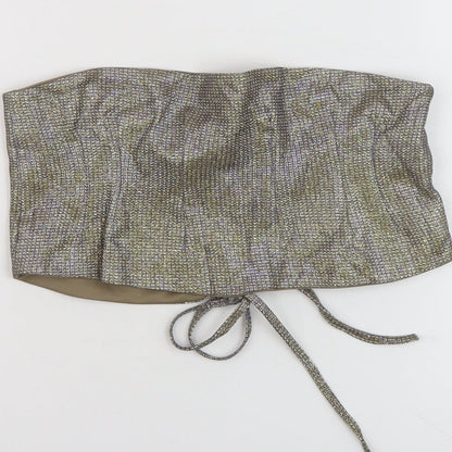 Womens UK Size M Missguided Gold Cropped Tank