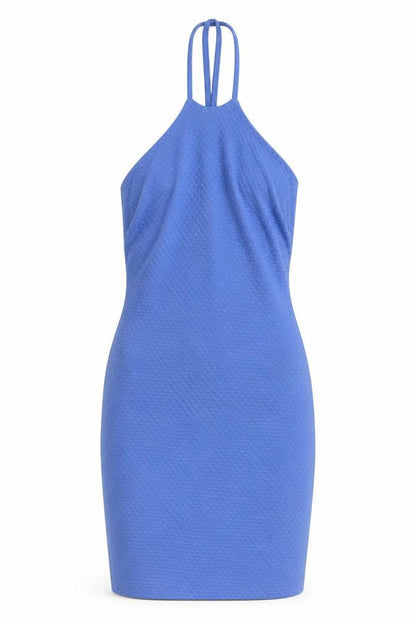Miss Selfridge Womens Blue Polyester Mini Size 8 Halter Pullover
