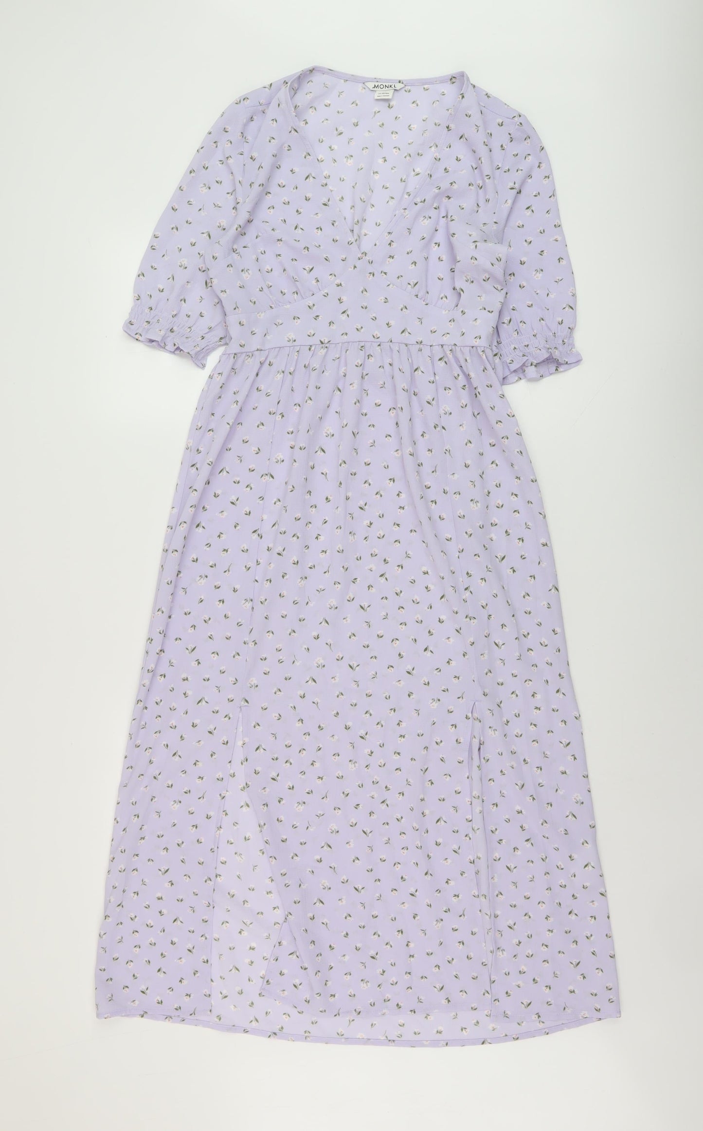 Monki Womens Purple Floral Polyester A-Line Size 6 V-Neck Pullover