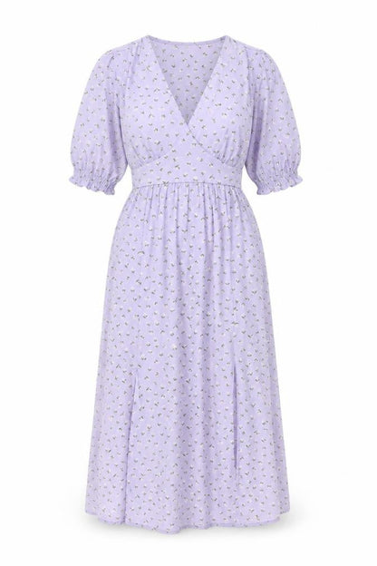 Monki Womens Purple Floral Polyester A-Line Size 6 V-Neck Pullover