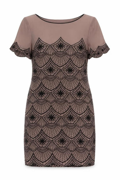 Monsoon Womens Pink Geometric Polyester A-Line Size 10 Round Neck Zip