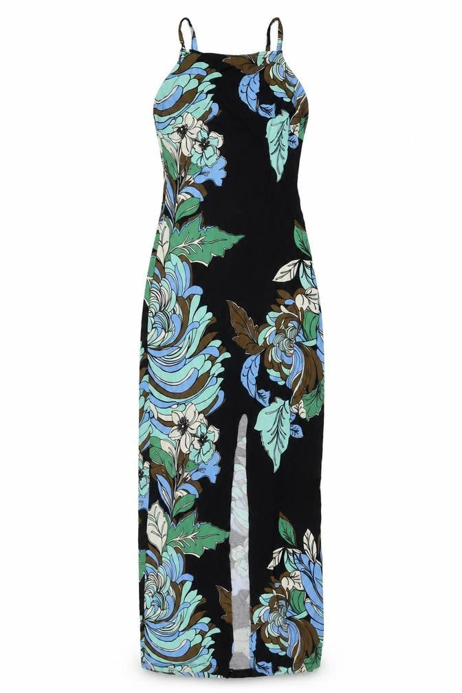 Miss Selfridge Womens Multicoloured Floral Viscose Maxi Size 8 Square Neck Pullover