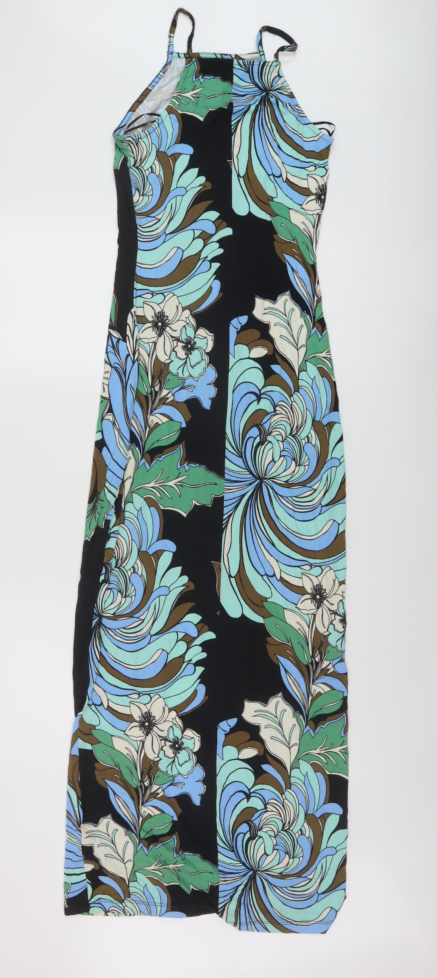 Miss Selfridge Womens Multicoloured Floral Viscose Maxi Size 8 Square Neck Pullover