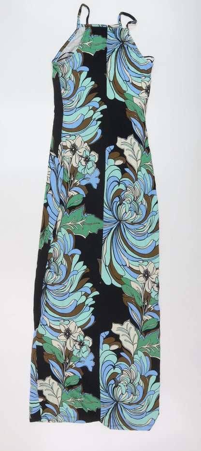 Miss Selfridge Womens Multicoloured Floral Viscose Maxi Size 8 Square Neck Pullover