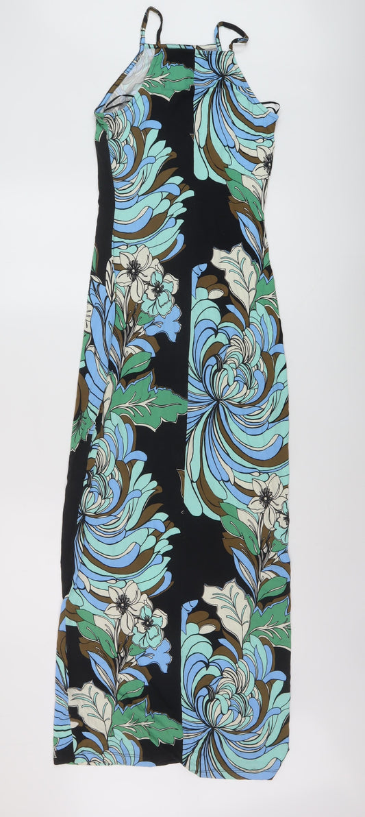 Miss Selfridge Womens Multicoloured Floral Viscose Maxi Size 8 Square Neck Pullover