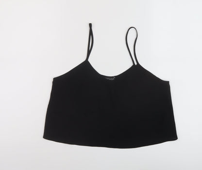 Topship Womens Black Polyester Cropped Tank Size 10 Round Neck