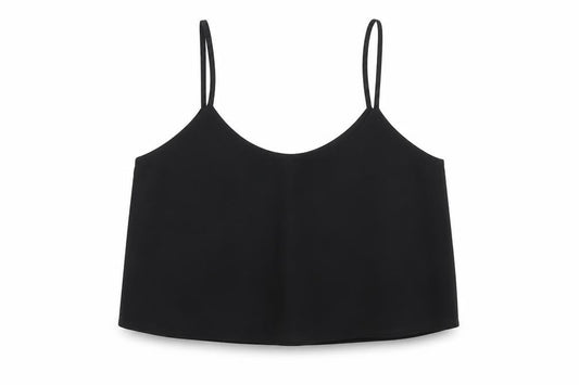 Topship Womens Black Polyester Cropped Tank Size 10 Round Neck
