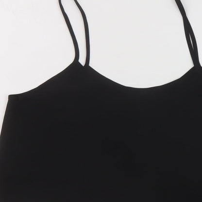 Topship Womens Black Polyester Cropped Tank Size 10 Round Neck