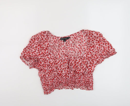 Womens UK Size M Motel Pink Cropped Blouse
