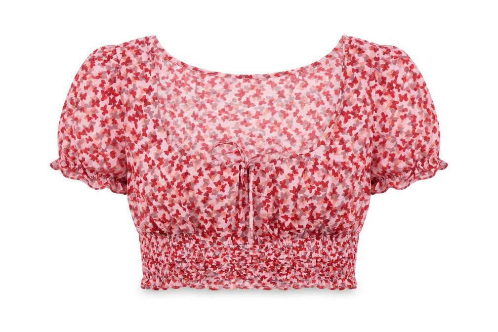 Womens UK Size M Motel Pink Cropped Blouse